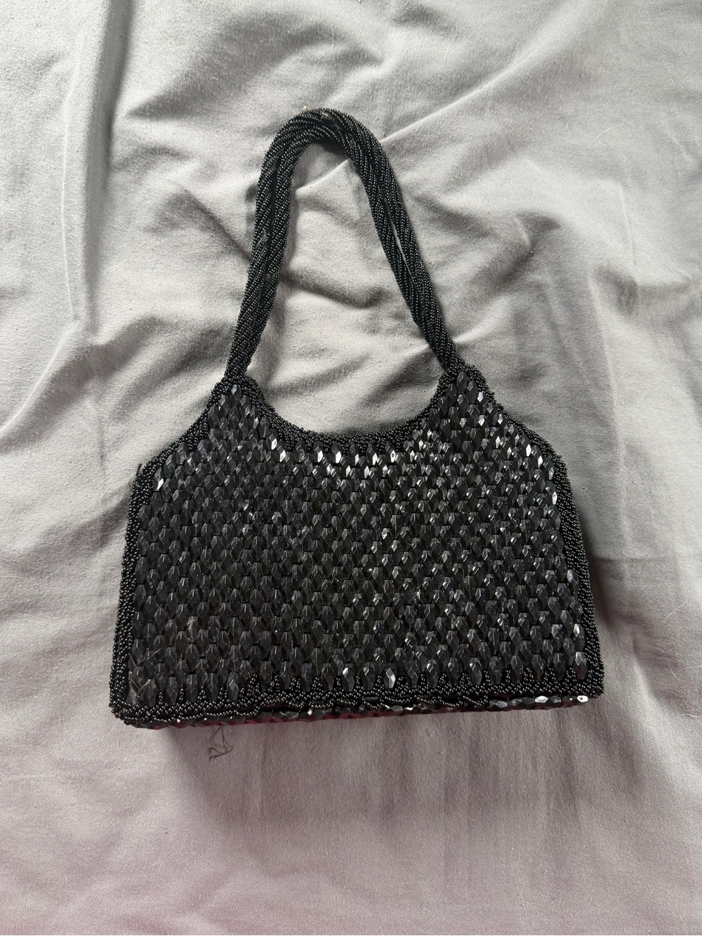 Black Beaded Hand Bag - Elegant Evening Tote